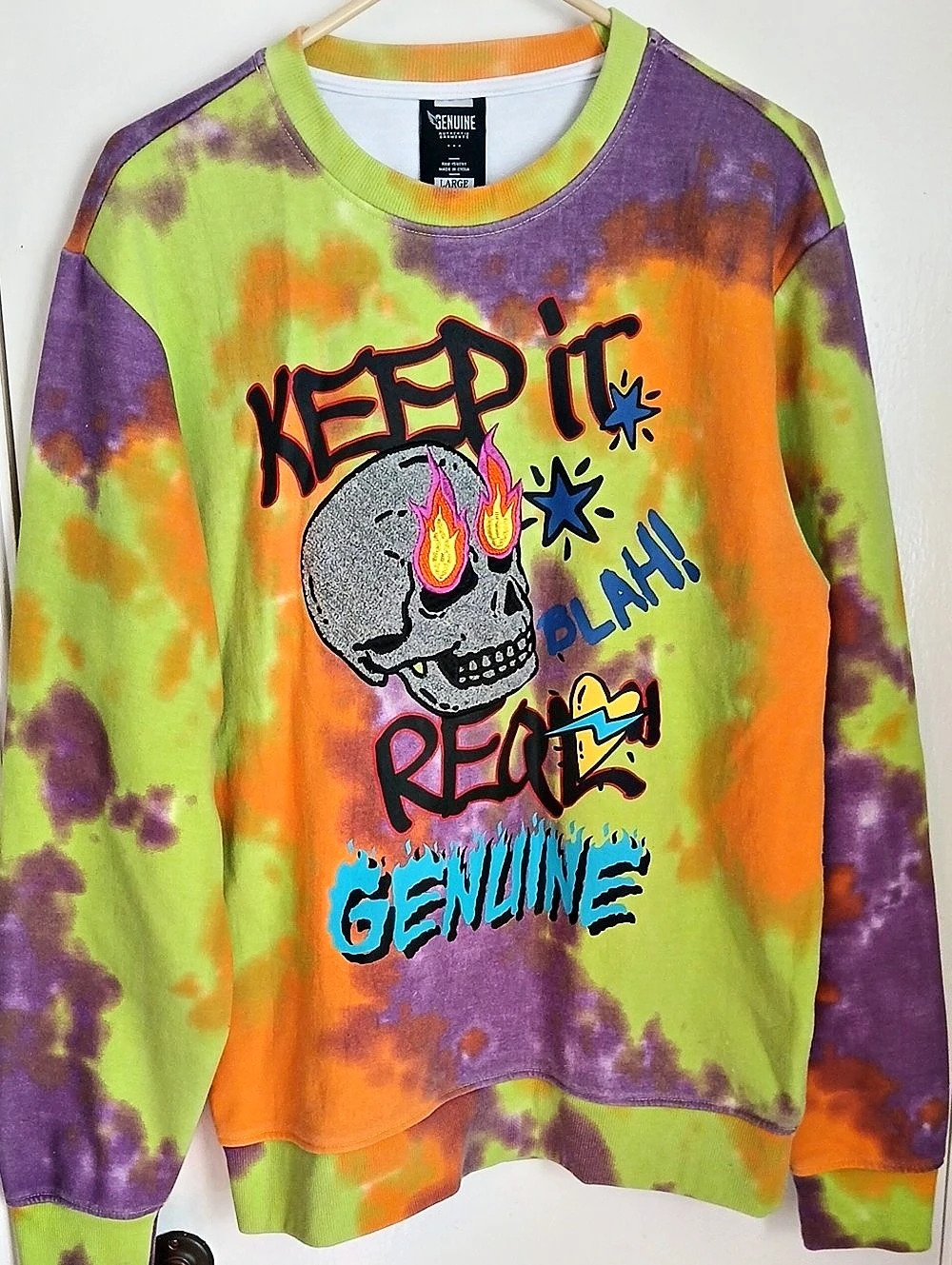 Genuine Authentic Garments Tie-Dye Graphic Sweatshirt Size Large